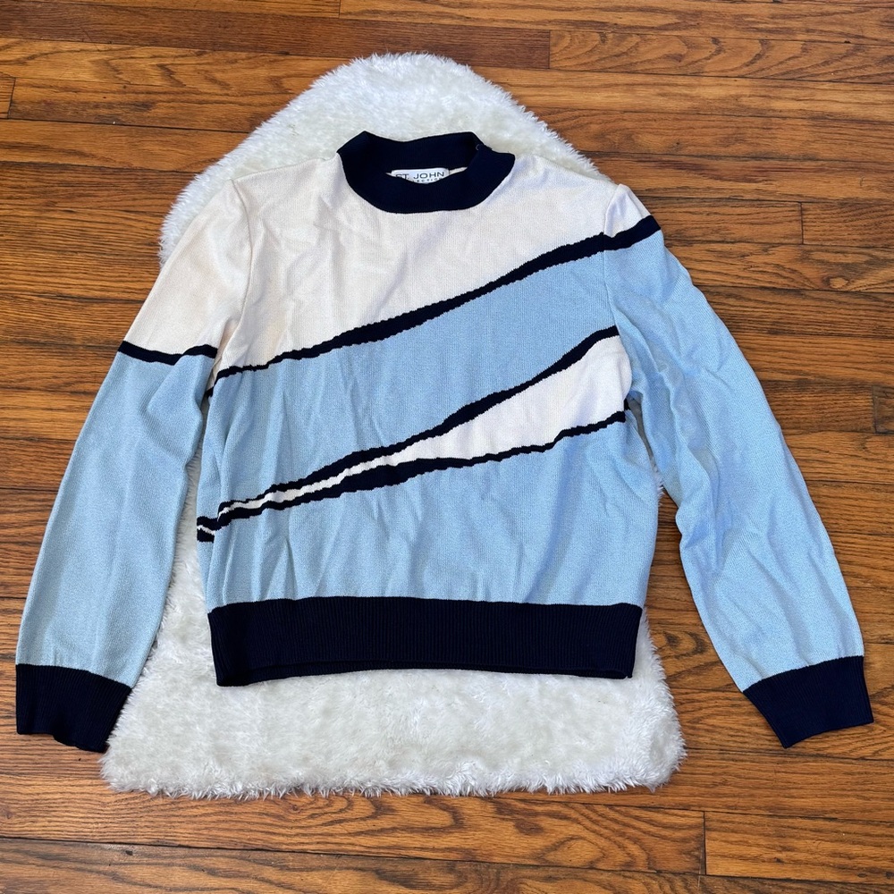St.John Collection Colorblock Vintage Luxury Knit Quiet Luxury Sweater Sz L - Picture 3 of 10